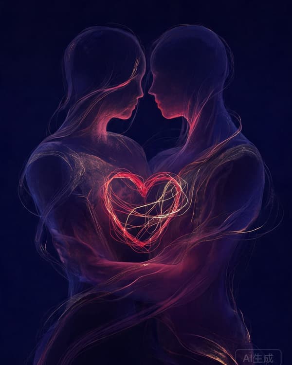 Symbolic illustration of philosophy of love — intertwined souls