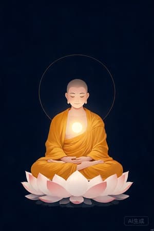 Interpretive archival illustration representing Shantideva as a meditating monk