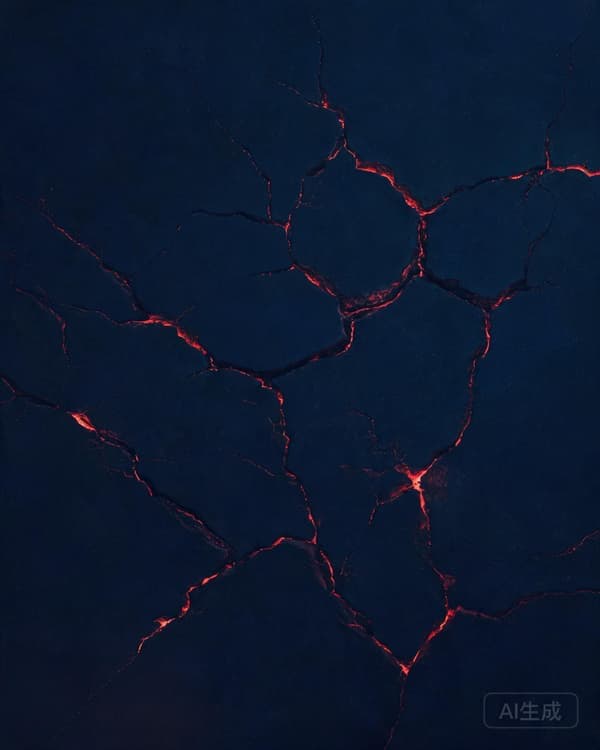 Symbolic archive illustration of a fractured column of light splitting into dark shards against a storm-lit sky, evoking the problem of suffering