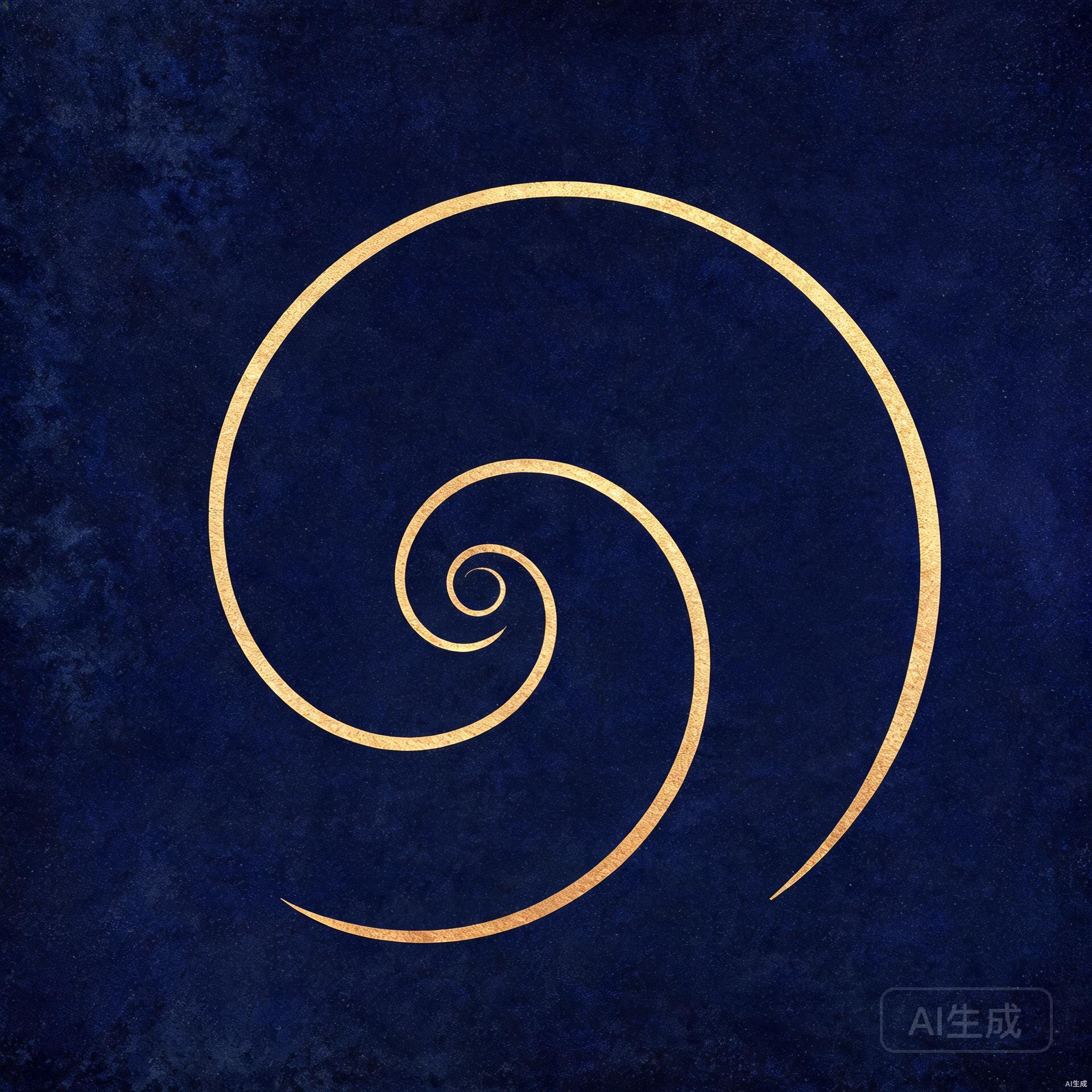 Symbolic illustration of a spiral timeline with deep indigo background and gold accents